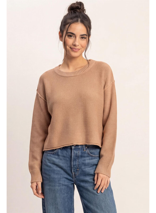 SEAM & SIMPLE SWEATER-DARK TAUPE