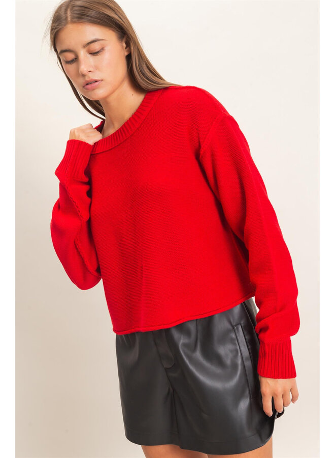 SEAM & SIMPLE SWEATER-RED