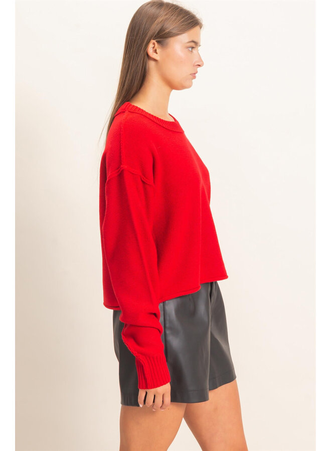 SEAM & SIMPLE SWEATER-RED