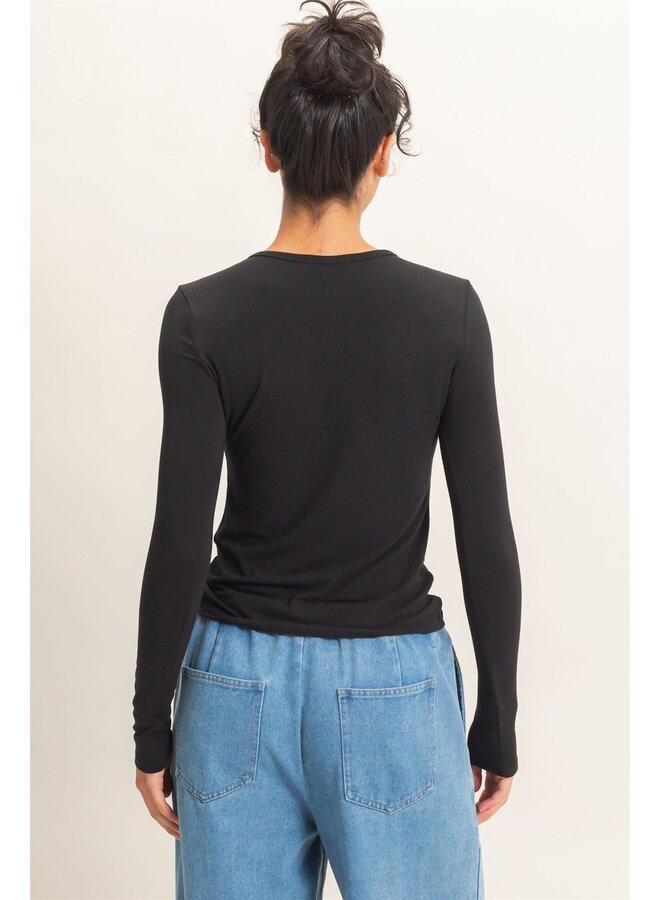 THE GO-TO LONG SLEEVE TOP-BLACK