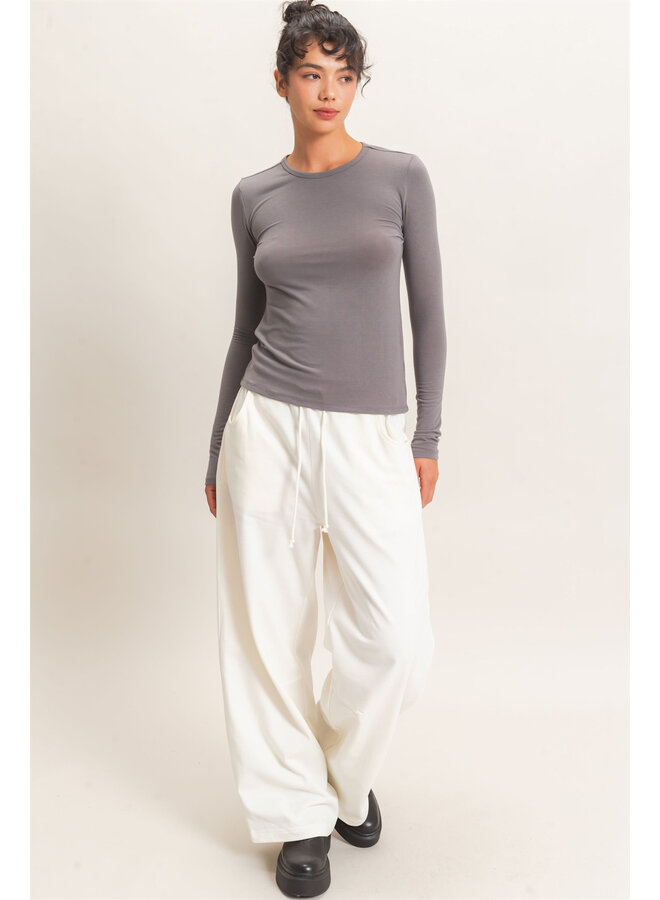 THE GO-TO LONG SLEEVE TOP-CHARCOAL