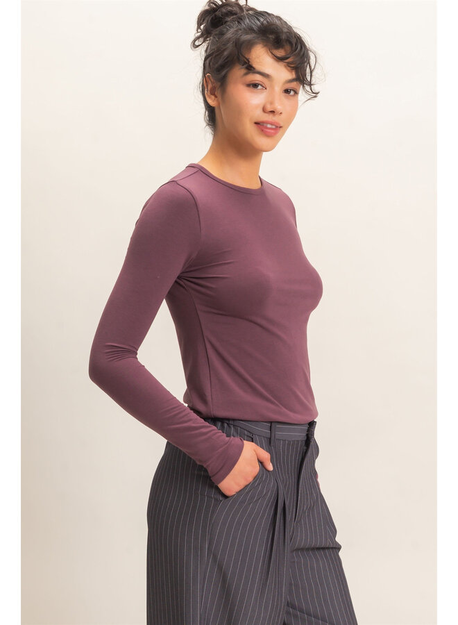 THE GO-TO LONG SLEEVE TOP-COCOA