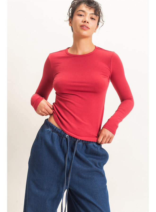 THE GO-TO LONG SLEEVE TOP-RED
