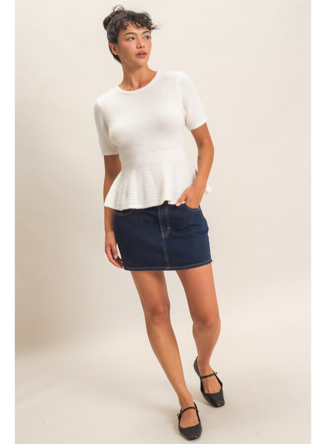 PRETTY IN PEPLUM TOP-CREAM