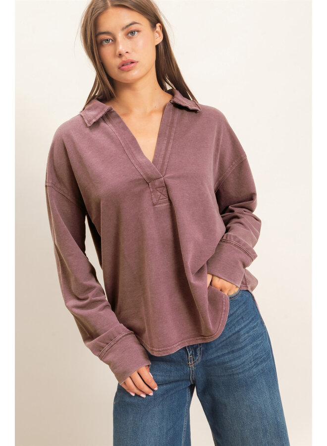 EFFORTLESS EVERYDAY LONG SLEEVE TOP-BROWN