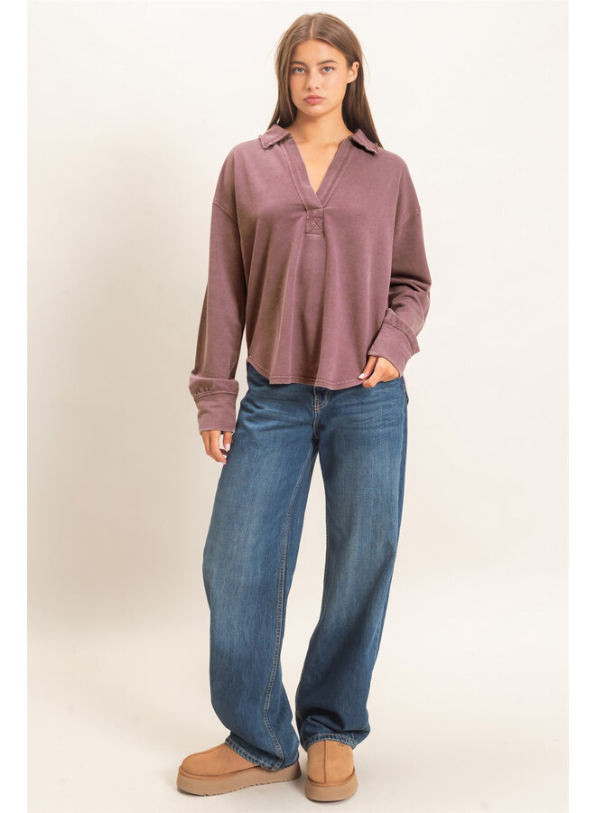 EFFORTLESS EVERYDAY LONG SLEEVE TOP-BROWN