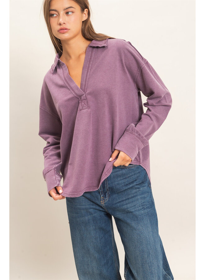 EFFORTLESS EVERYDAY LONG SLEEVE TOP-DARK CHERRY
