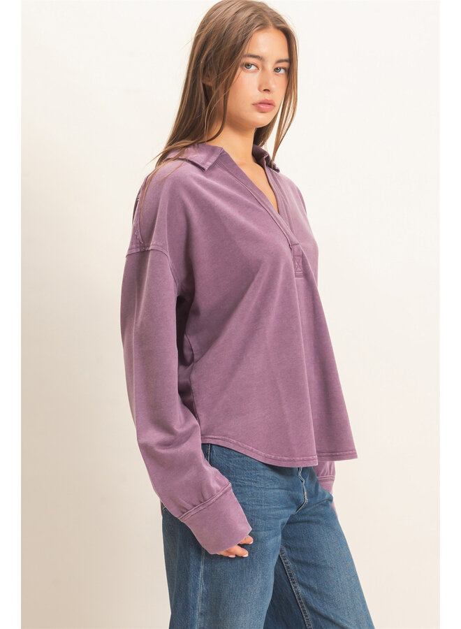 EFFORTLESS EVERYDAY LONG SLEEVE TOP-DARK CHERRY