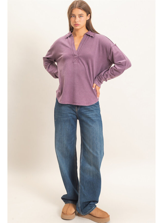 EFFORTLESS EVERYDAY LONG SLEEVE TOP-DARK CHERRY