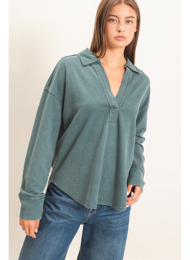 EFFORTLESS EVERYDAY LONG SLEEVE TOP-GREEN