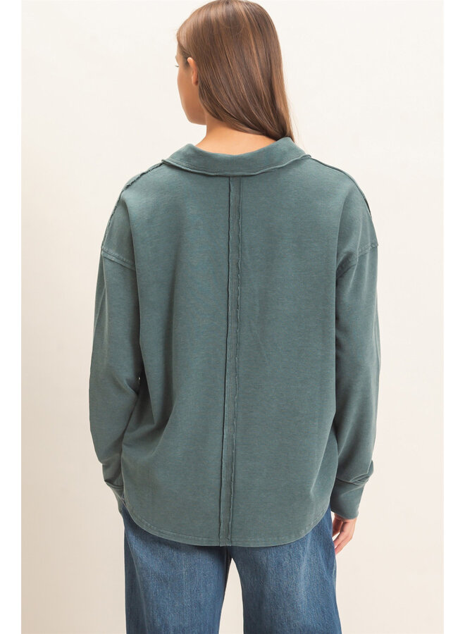 EFFORTLESS EVERYDAY LONG SLEEVE TOP-GREEN