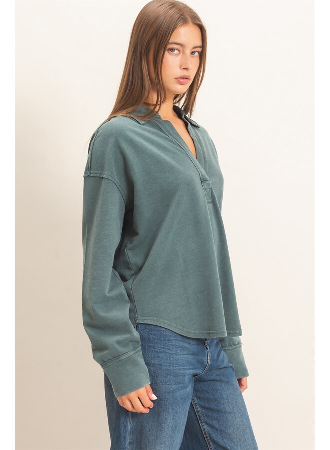 EFFORTLESS EVERYDAY LONG SLEEVE TOP-GREEN