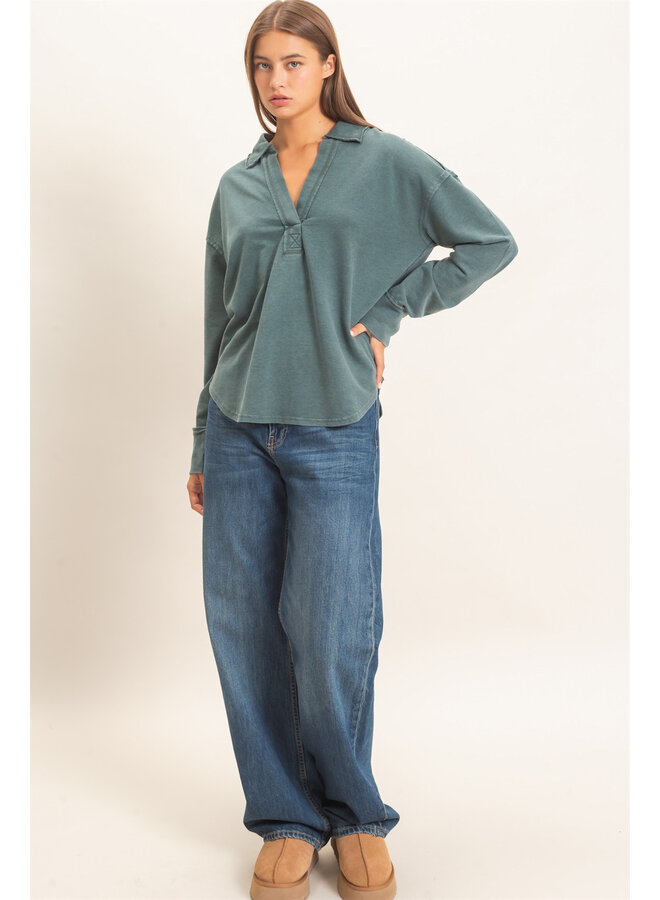 EFFORTLESS EVERYDAY LONG SLEEVE TOP-GREEN