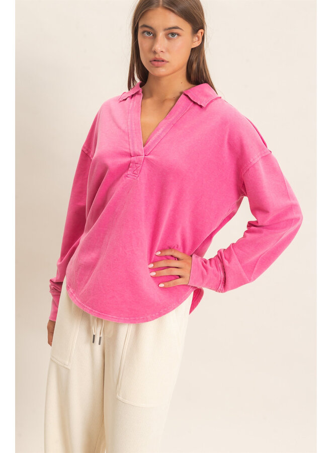 EFFORTLESS EVERYDAY LONG SLEEVE TOP-FUCHSIA