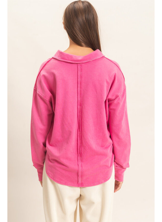 EFFORTLESS EVERYDAY LONG SLEEVE TOP-FUCHSIA