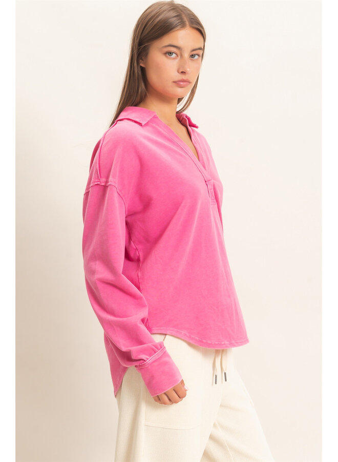 EFFORTLESS EVERYDAY LONG SLEEVE TOP-FUCHSIA