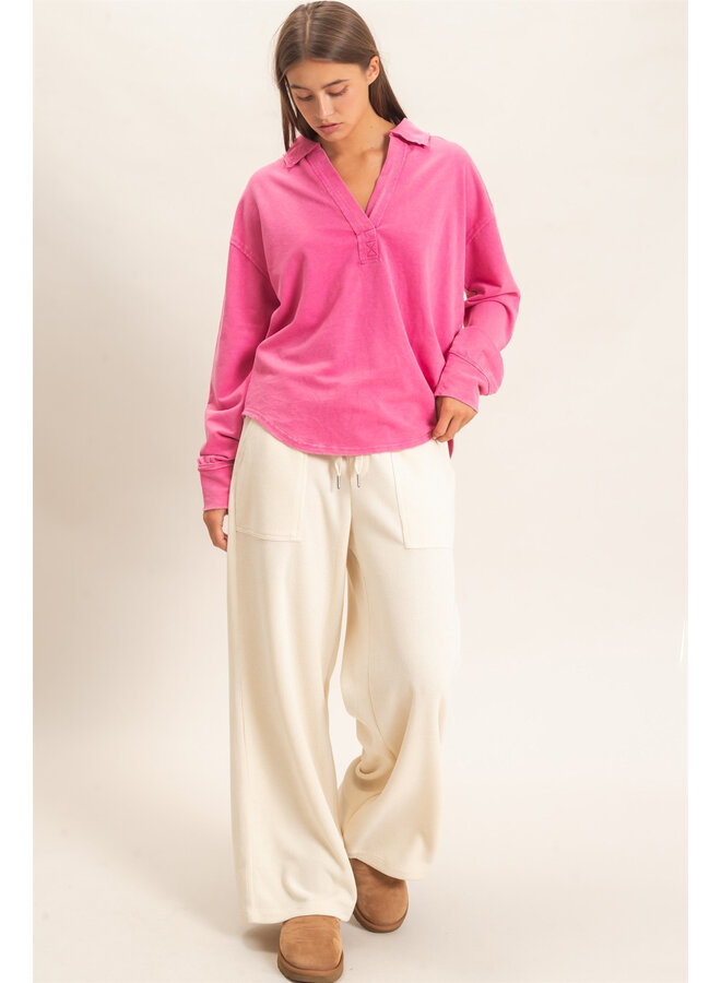 EFFORTLESS EVERYDAY LONG SLEEVE TOP-FUCHSIA