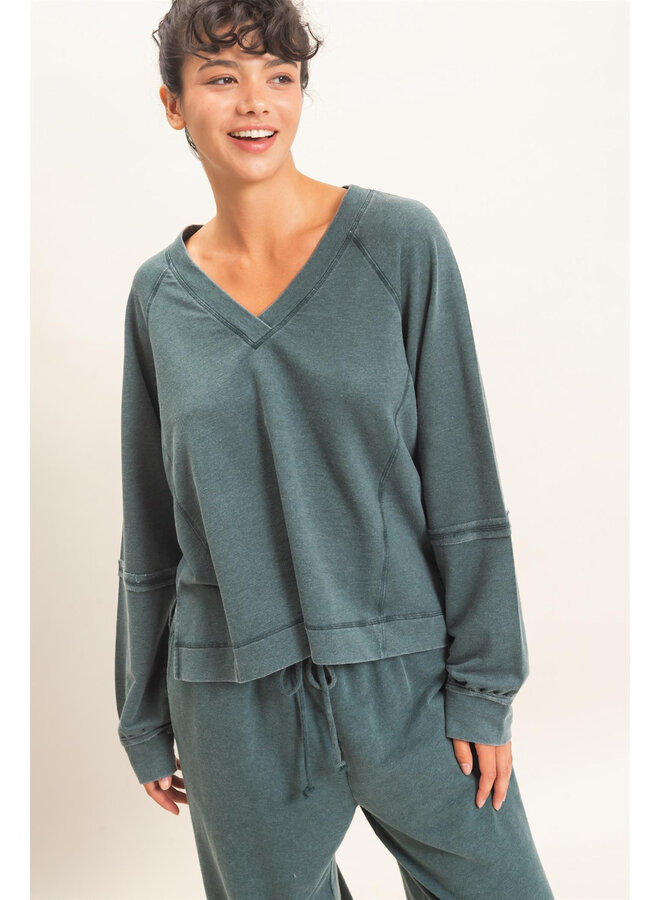 KEEPING IT COMFY MINERAL WASHED TOP