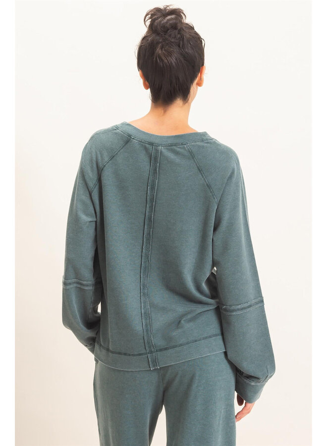 KEEPING IT COMFY MINERAL WASHED TOP