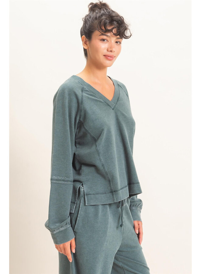 KEEPING IT COMFY MINERAL WASHED TOP