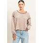 CATCH MY BACKSIDE STRIPED LONG-SLEEVE TOP-MOCHA