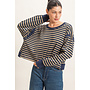 CATCH MY BACKSIDE STRIPED LONG-SLEEVE TOP-NAVY