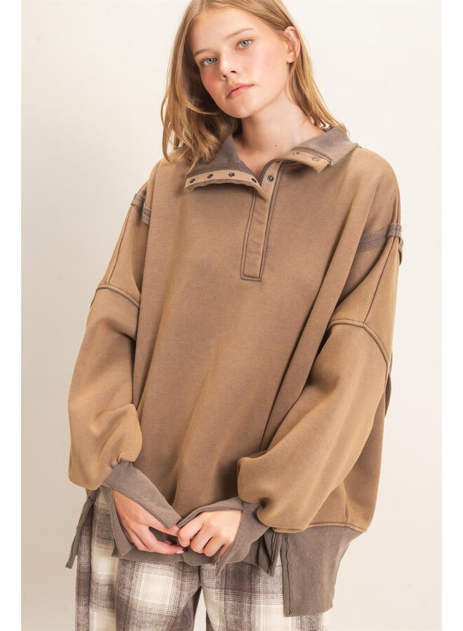 THE EASY DOES IT PULLOVER-BROWN
