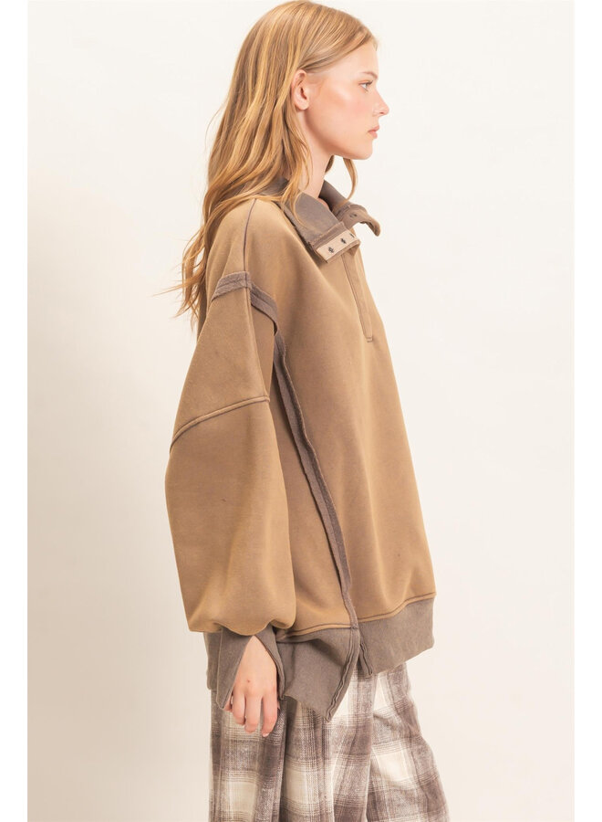 THE EASY DOES IT PULLOVER-BROWN