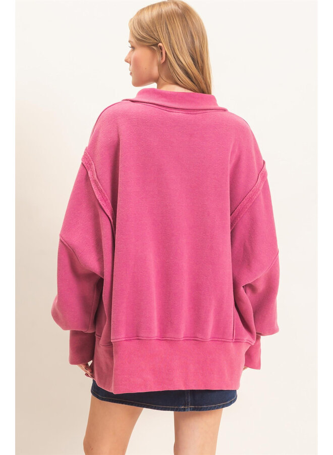 THE EASY DOES IT PULLOVER-FUSCHIA