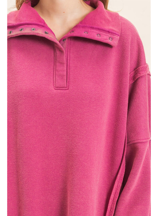 THE EASY DOES IT PULLOVER-FUSCHIA