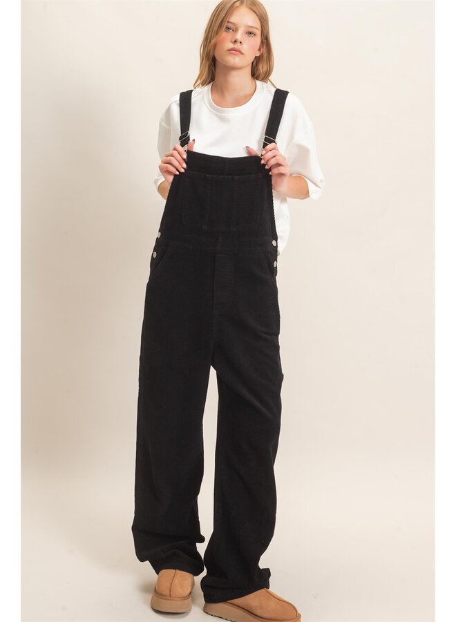 AUTUMN CALLING CORDUROY OVERALLS-BLACK