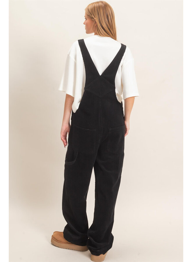 AUTUMN CALLING CORDUROY OVERALLS-BLACK