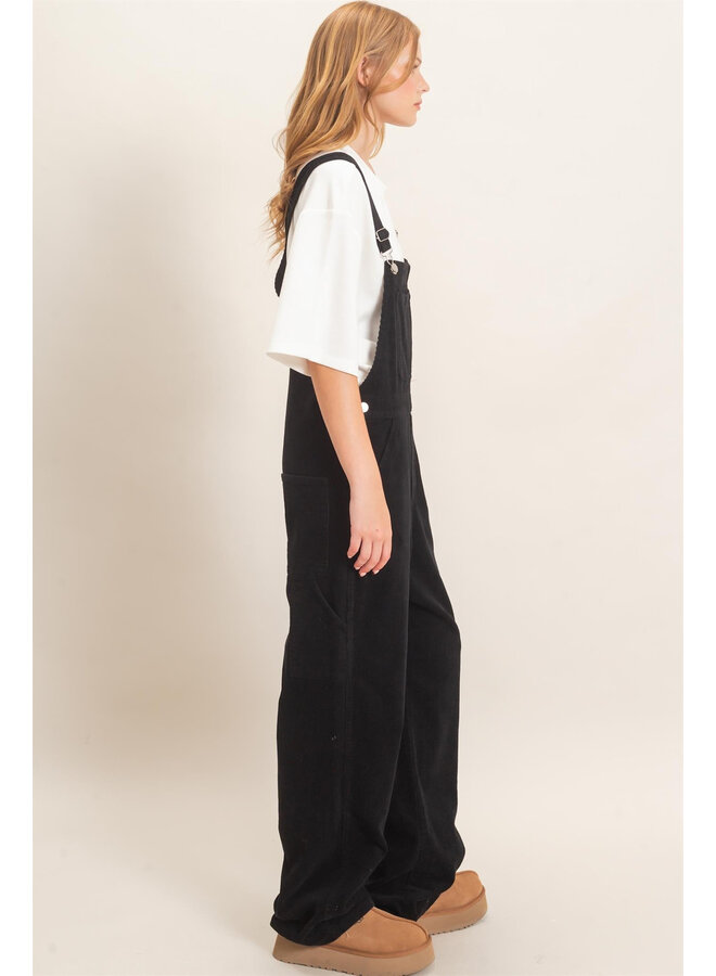 AUTUMN CALLING CORDUROY OVERALLS-BLACK