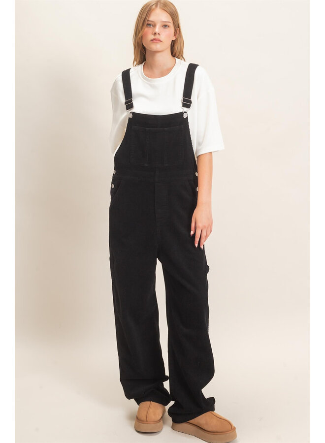 AUTUMN CALLING CORDUROY OVERALLS-BLACK