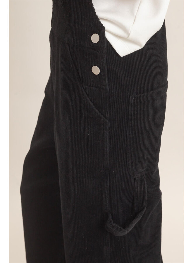 AUTUMN CALLING CORDUROY OVERALLS-BLACK
