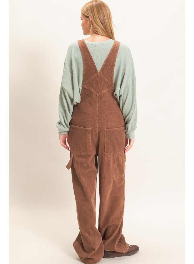 AUTUMN CALLING CORDUROY OVERALLS-BROWN