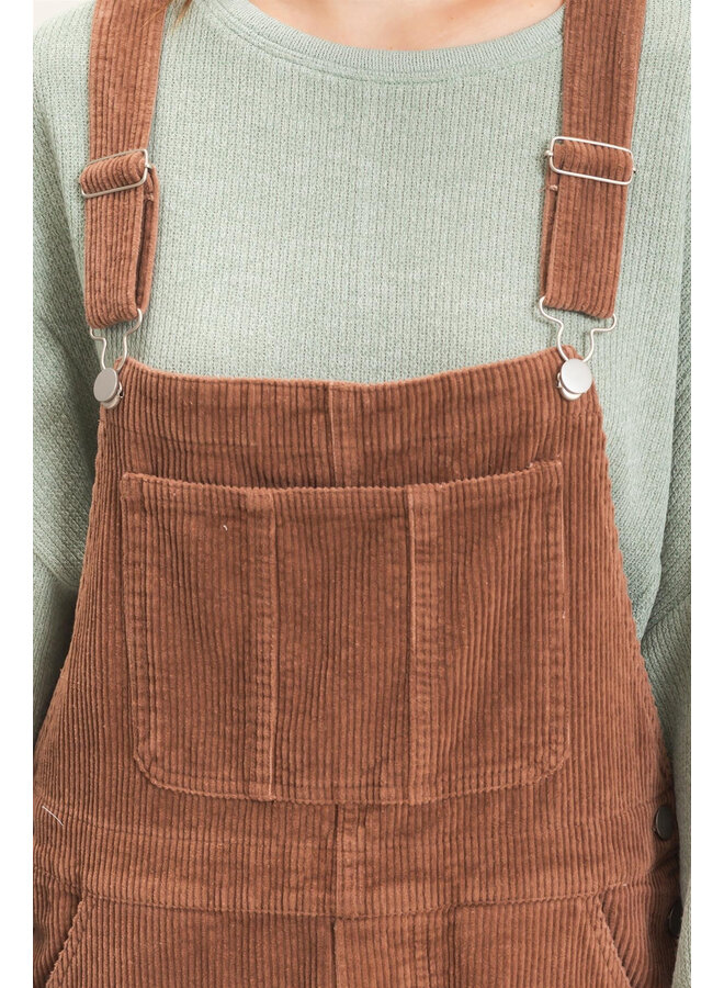 AUTUMN CALLING CORDUROY OVERALLS-BROWN