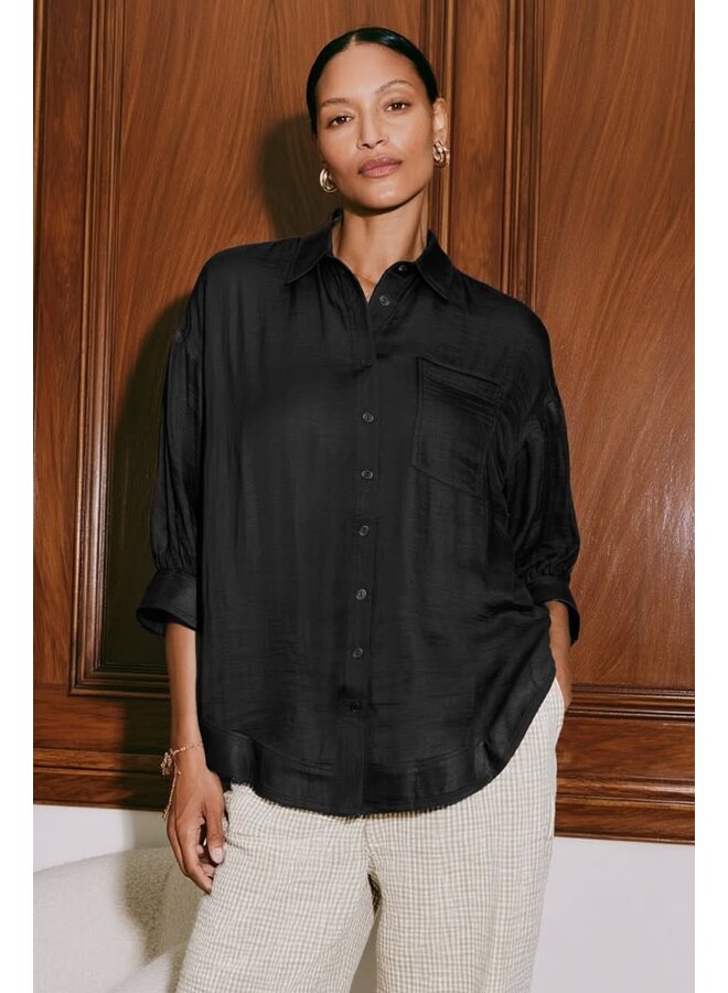 SIMPLY STYLED BUTTON DOWN TOP-BLACK