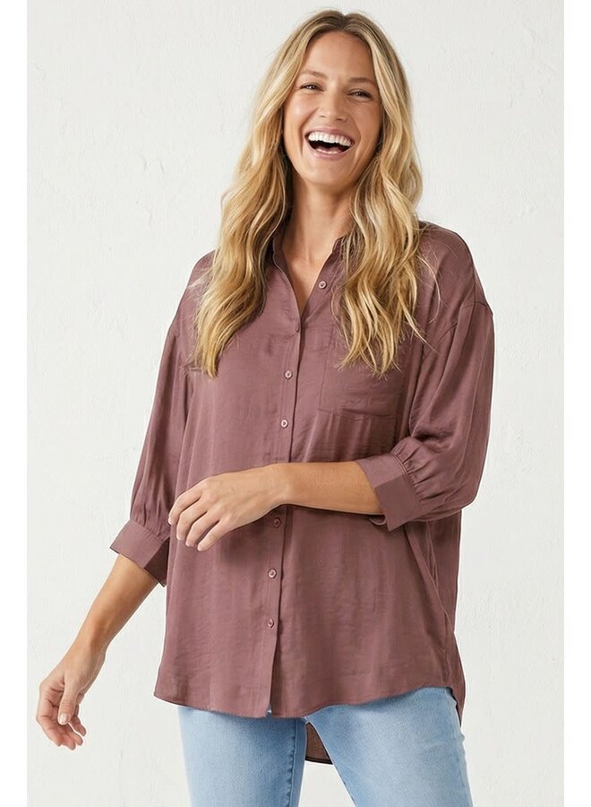 SIMPLY STYLED BUTTON DOWN TOP-MAUVE