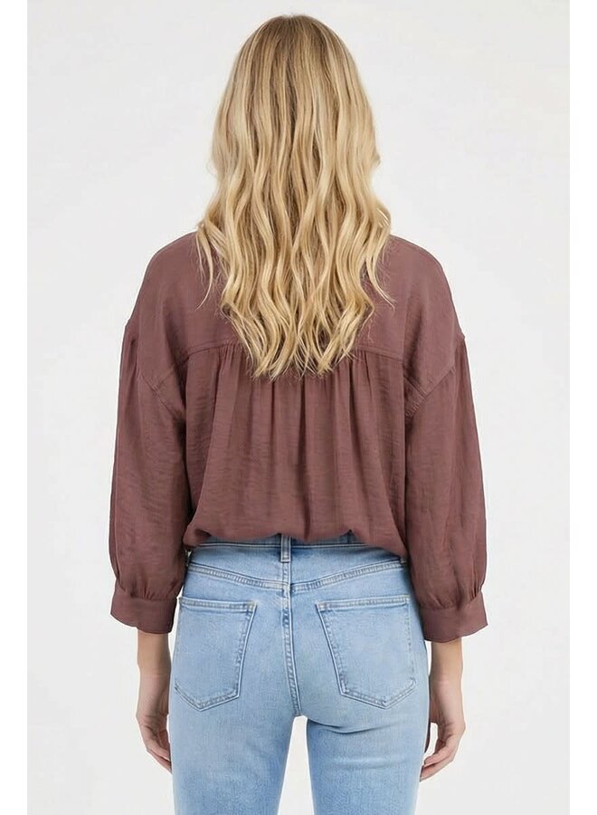 SIMPLY STYLED BUTTON DOWN TOP-MAUVE