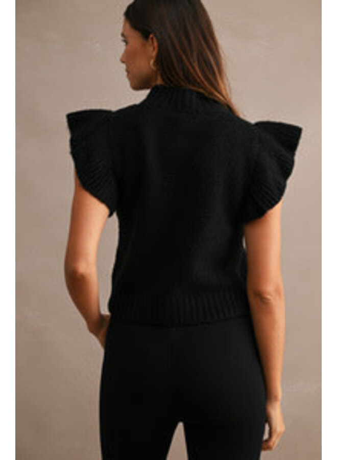 RUFFLED & REFINED VEST-BLACK