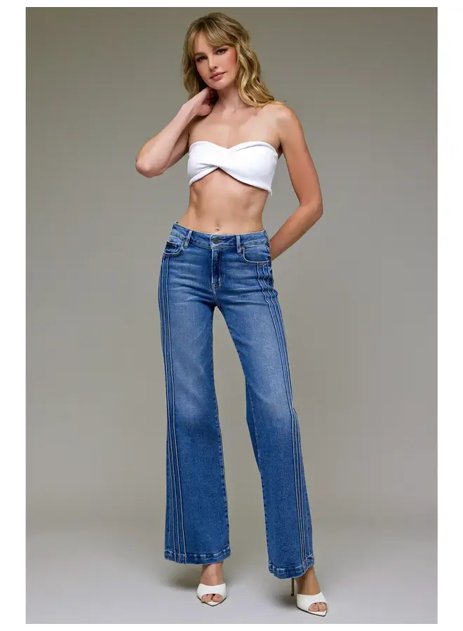 CHRIS MID RISE FLARE PINTUCK JEAN