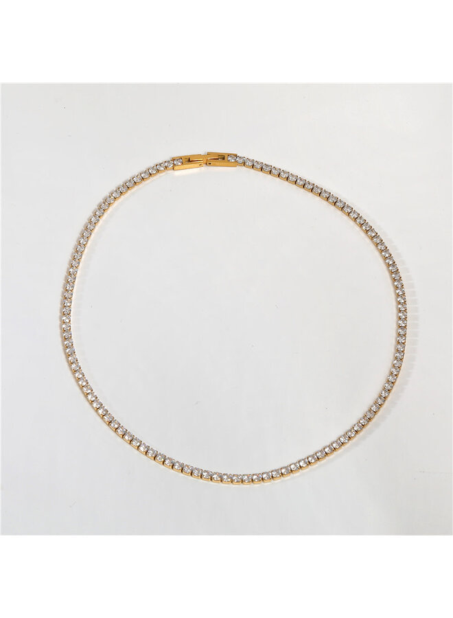 NOOR 18KGP ZIRCONIA PAVED NECKLACE