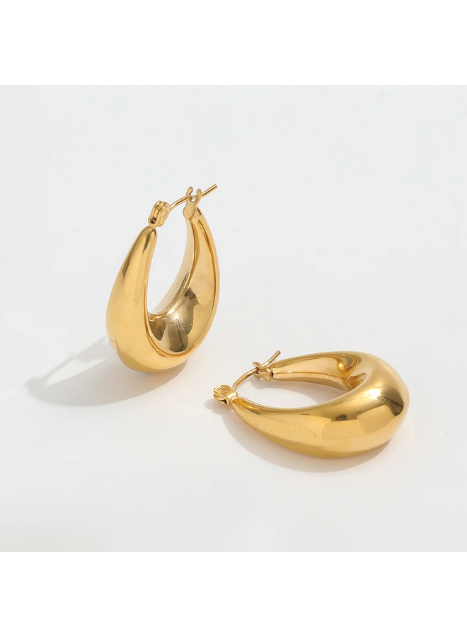 ALIANA 18KGP OVAL HOOP EARRINGS