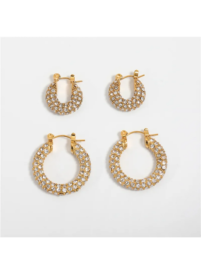 ATHENA 18KGP PAVED HOOP EARRINGS