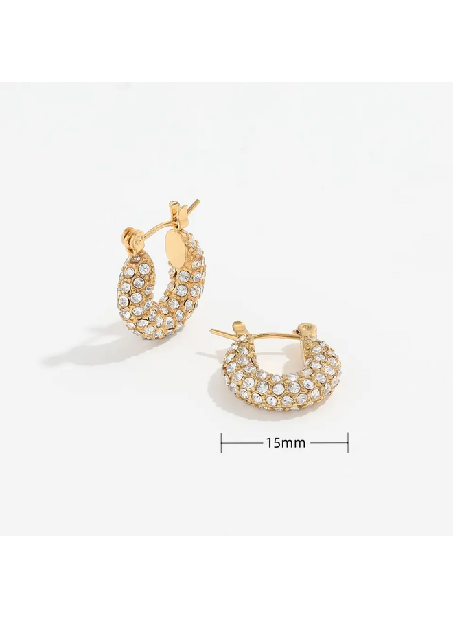 ATHENA 18KGP PAVED HOOP EARRINGS