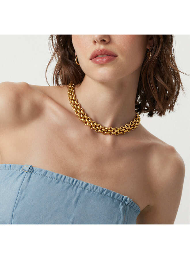 NERIAH 18KGP RETRO CHOKER NECKLACE