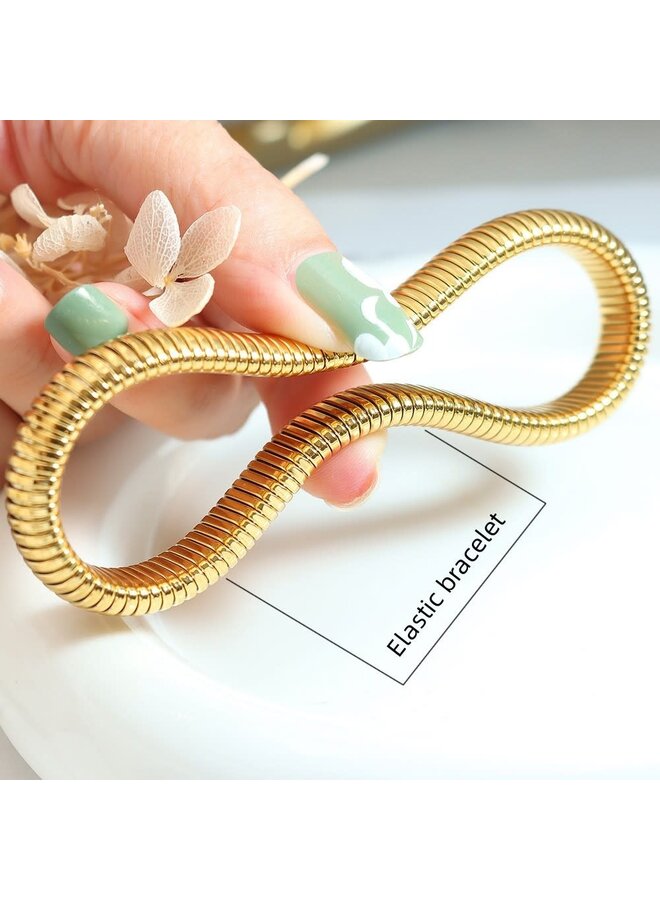 BEATRIX 18KGP ELASTIC SNAKE BRACELET