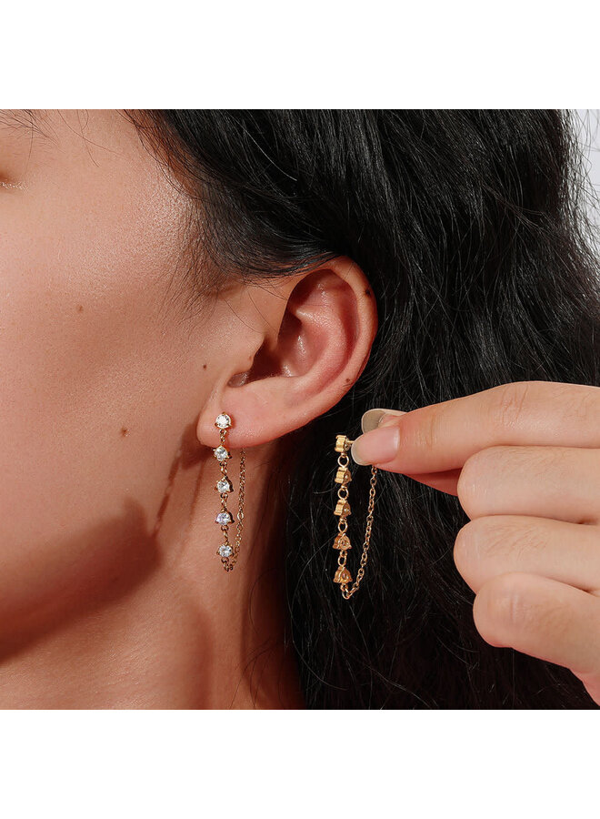 AVA LEE 18KGP ZIRCONIA CHAIN EARRINGS