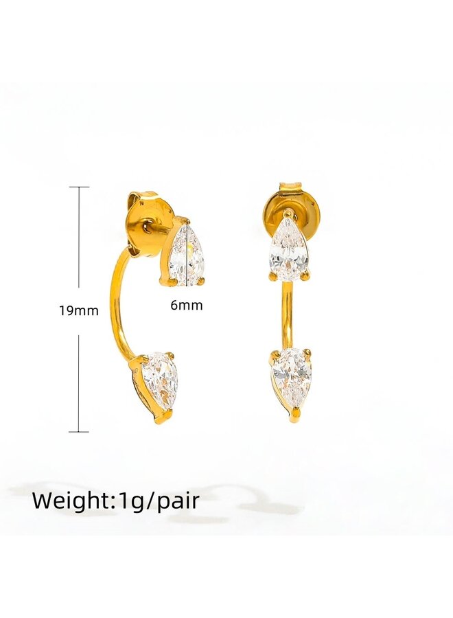 AMANDA 18KGP WATERDROP HOOP EARRINGS